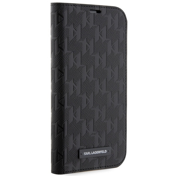 KARL LAGERFELD KLBKP14SSAKLHPK IPHONE 14 / 15 / 13 6.1" BOOKCASE CZARNY/BLACK SAFFIANO MONOGRAM
