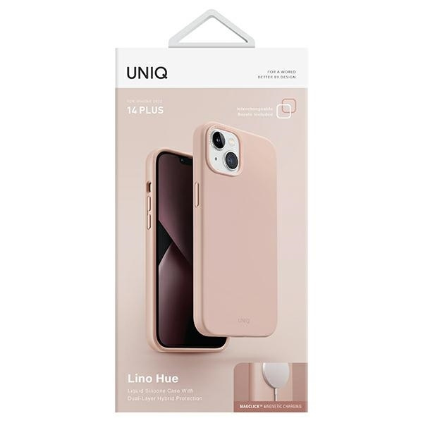 Etui UNIQ Lino Hue Magclick Charging na iPhone 14 Plus - różowe