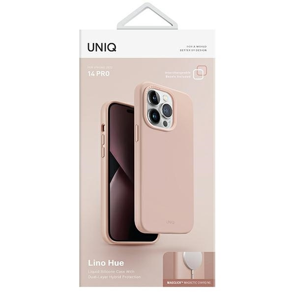 Etui UNIQ Lino Hue Magclick Charging na iPhone 14 Pro - różowe