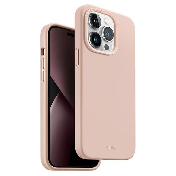 Etui UNIQ Lino Hue Magclick Charging na iPhone 14 Pro Max - różowe