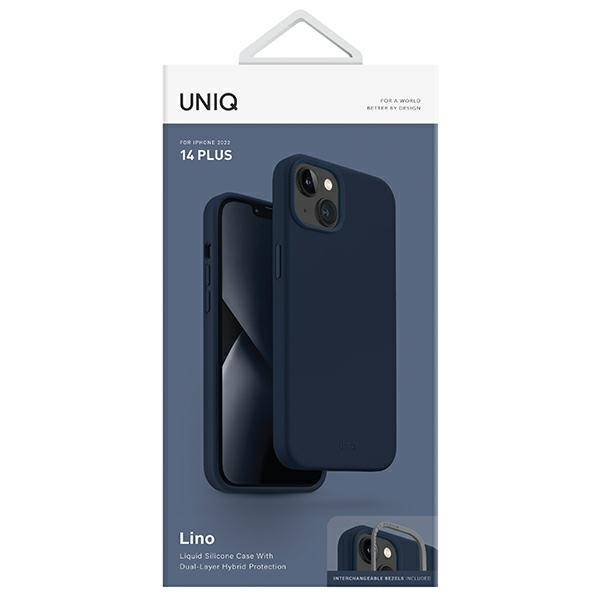 Etui Uniq Lino na iPhone 14 Plus - niebieskie