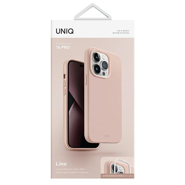 Etui Uniq Lino na iPhone 14 Pro - różowe