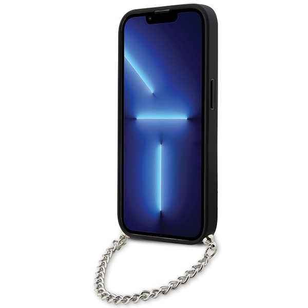 Etui Karl Lagerfeld Saffiano Monogram Chain na iPhone 14 Pro - srebrne