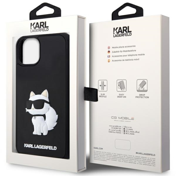 Etui Karl Lagerfeld Rubber Choupette 3D na iPhone 14 Plus - czarne