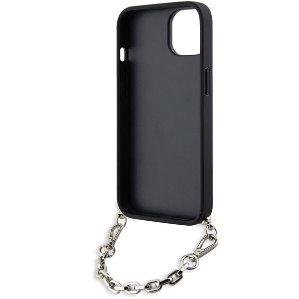 Etui Karl Lagerfeld Saffiano Monogram Chain na iPhone 14 - srebrne