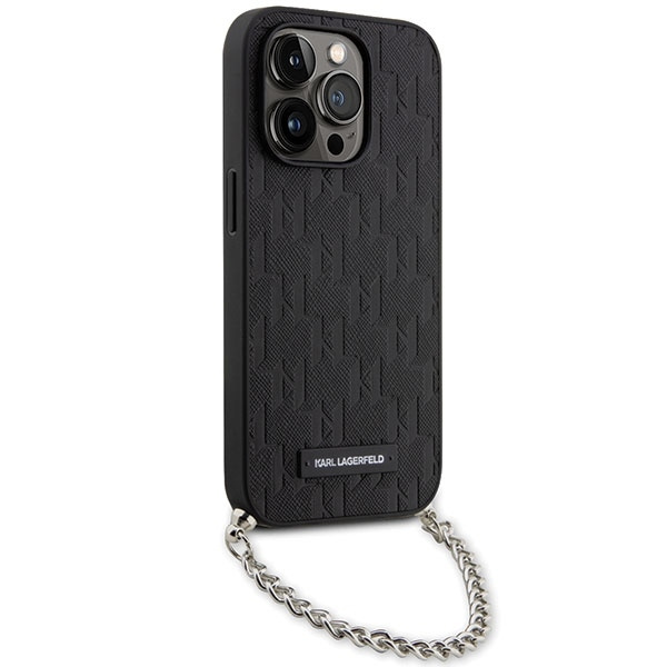 Etui Karl Lagerfeld Saffiano Monogram Chain na iPhone 14 Pro Max - czarne