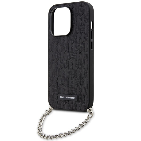 Etui Karl Lagerfeld Saffiano Monogram Chain na iPhone 14 Pro Max - czarne