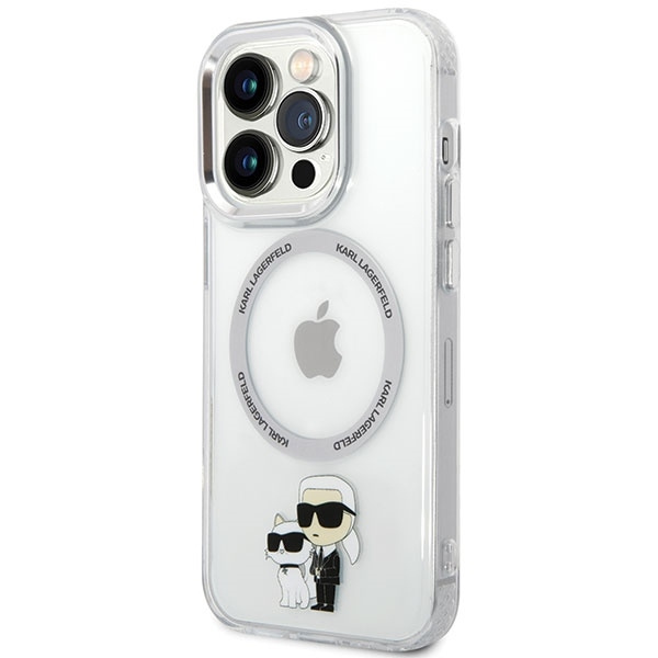 Etui Karl Lagerfeld Iconic Karl&Choupette Magsafe na iPhone 13 Pro - przezroczyste