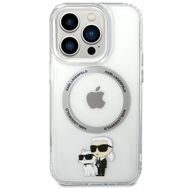 Etui Karl Lagerfeld Iconic Karl&Choupette Magsafe na iPhone 13 Pro - przezroczyste