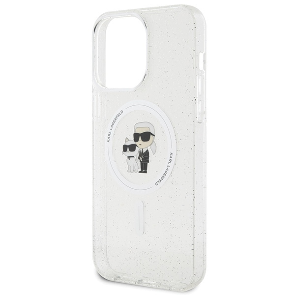 Etui Karl Lagerfeld Karl&Choupette Glitter MagSafe na iPhone 15 Pro Max - przezroczyste