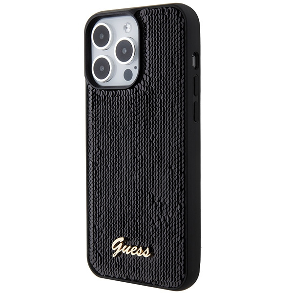 Guess GUHCP15LPSFDGSK iPhone 15 Pro 6.1" czarny/black hardcase Sequin Script Metal