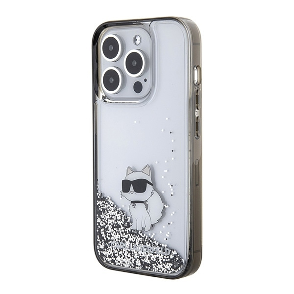 KARL LAGERFELD KLHCP15LLKCNSK IPHONE 15 PRO 6.1" TRANSPARENT HARDCASE LIQUID GLITTER CHOUPETTE