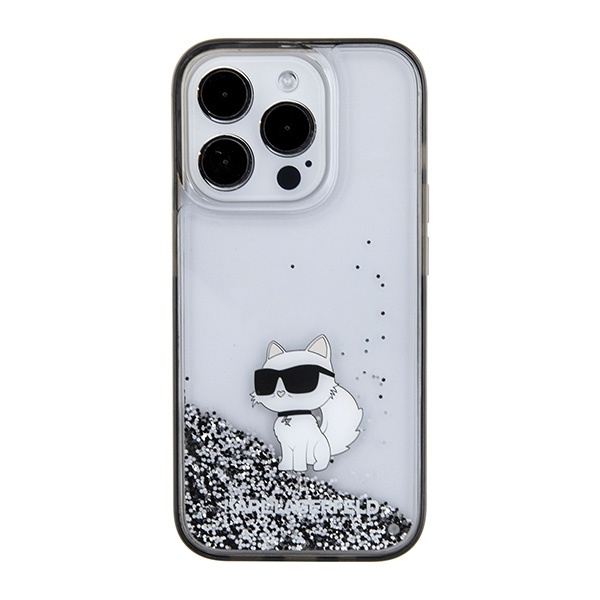 KARL LAGERFELD KLHCP15LLKCNSK IPHONE 15 PRO 6.1" TRANSPARENT HARDCASE LIQUID GLITTER CHOUPETTE
