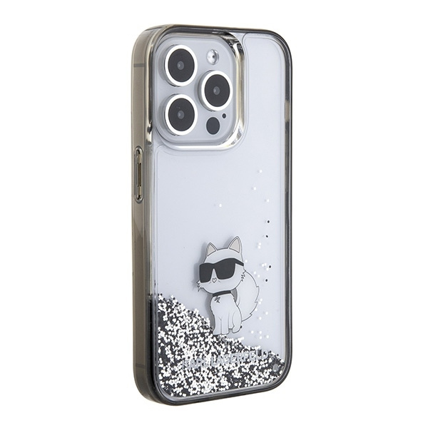 KARL LAGERFELD KLHCP15LLKCNSK IPHONE 15 PRO 6.1" TRANSPARENT HARDCASE LIQUID GLITTER CHOUPETTE