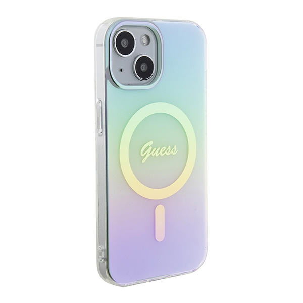Guess GUHMP15SHITSQ iPhone 15 / 14 / 13 6.1" turkusowy/turquoise hardcase IML Iridescent MagSafe