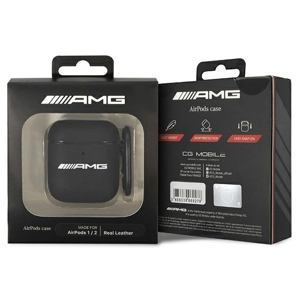 Etui AMG Leather Big Logo na AirPods - czarne