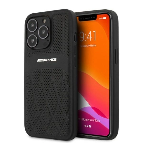 Etui AMG Leather Curved Lines na iPhone 13 Pro / iPhone 13 - czarne