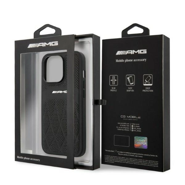 Etui AMG Leather Curved Lines na iPhone 13 Pro / iPhone 13 - czarne