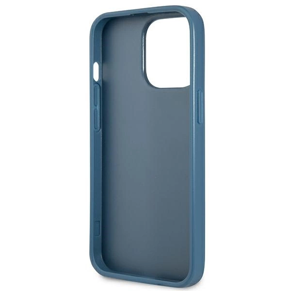Etui Guess 4G Triangle Logo Cardslot na iPhone 13 Pro / 13 - niebieskie