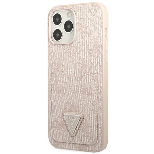 Etui Guess 4G Triangle Logo Cardslot na iPhone 13 Pro / 13 - różowe