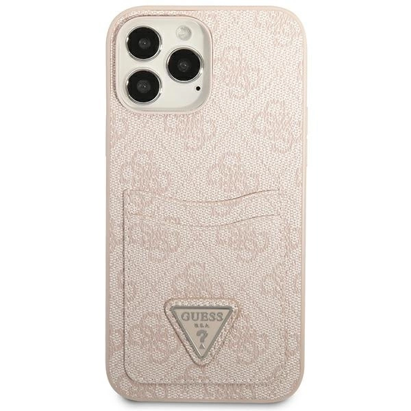 Etui Guess 4G Triangle Logo Cardslot na iPhone 13 Pro / 13 - różowe