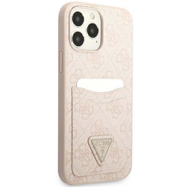 Etui Guess 4G Triangle Logo Cardslot na iPhone 13 Pro / 13 - różowe