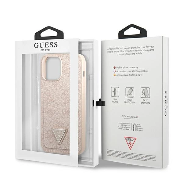 Etui Guess 4G Triangle Logo Cardslot na iPhone 13 Pro / 13 - różowe