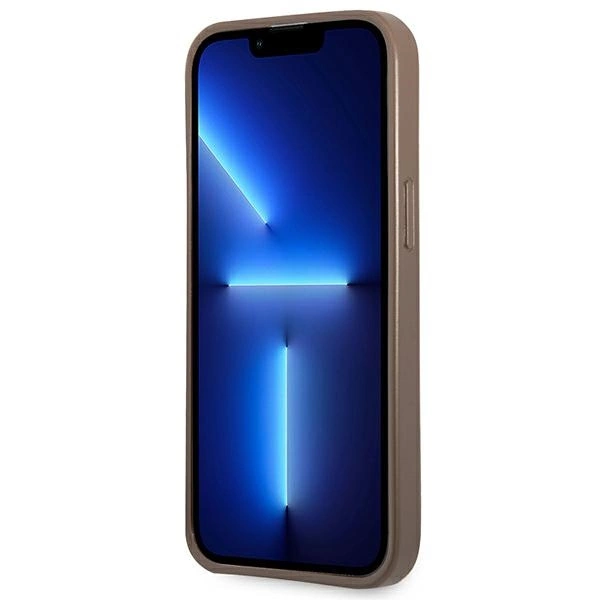 Etui Guess 4G Triangle Logo Cardslot na iPhone 13 Pro / 13 - brązowe