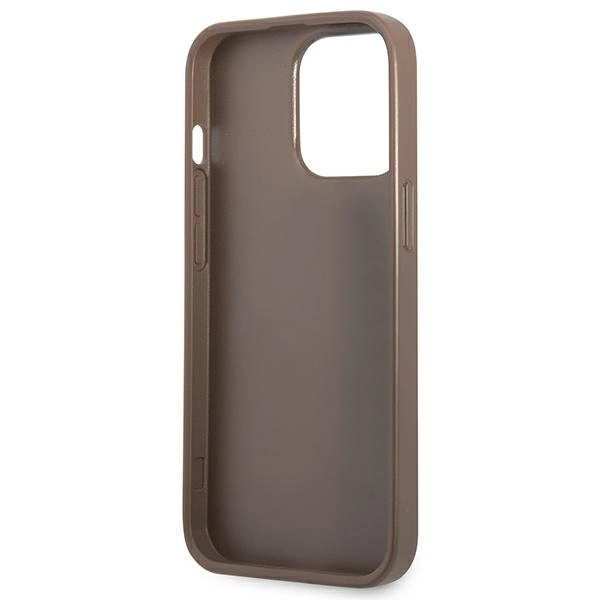Etui Guess 4G Triangle Logo Cardslot na iPhone 13 Pro / 13 - brązowe