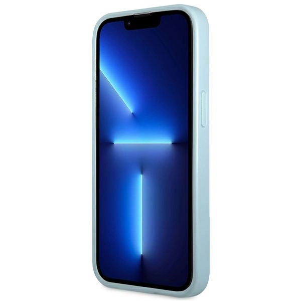 Etui Guess Saffiano 4G Small Metal Logo na iPhone 13 Pro / 13 - niebieskie