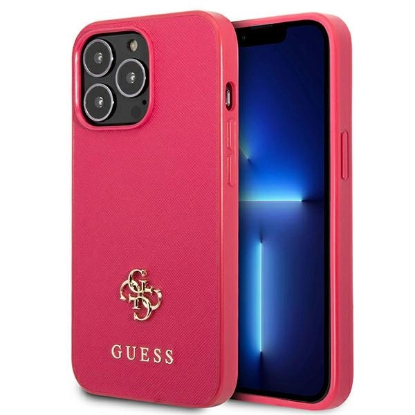 Etui Guess Saffiano 4G Small Metal Logo na iPhone 13 Pro / 13 - różowe