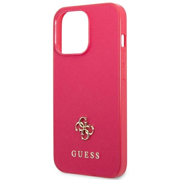 Etui Guess Saffiano 4G Small Metal Logo na iPhone 13 Pro / 13 - różowe