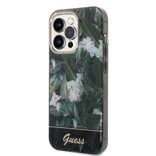 Etui Guess Jungle Collection na iPhone 14 Pro - zielone