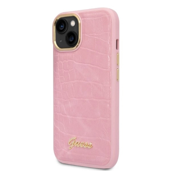 Etui Guess Croco Collection na iPhone 14 Plus - różowe
