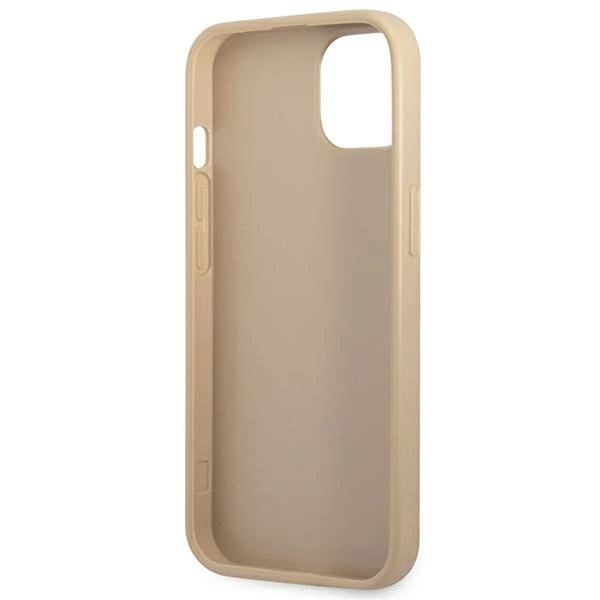 Etui Guess Saffiano Triangle Logo na iPhone 14 Plus - beżowe