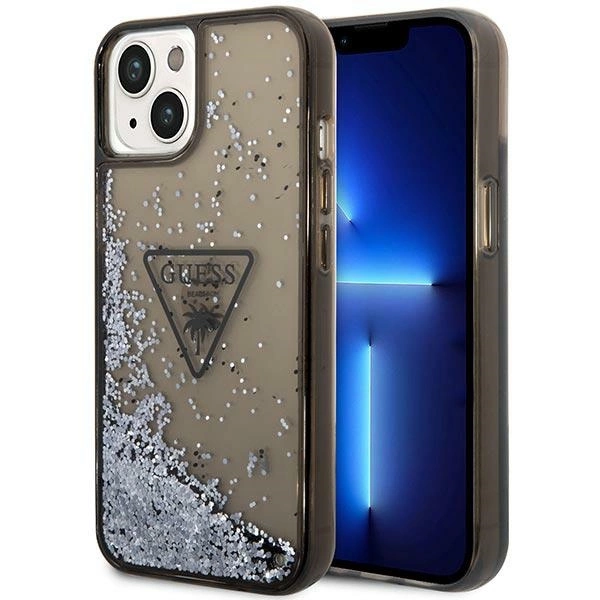 Etui Guess Liquid Glitter Palm Collection na iPhone 14 - czarne