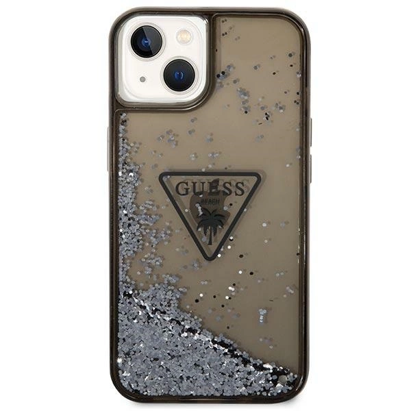 Etui Guess Liquid Glitter Palm Collection na iPhone 14 - czarne