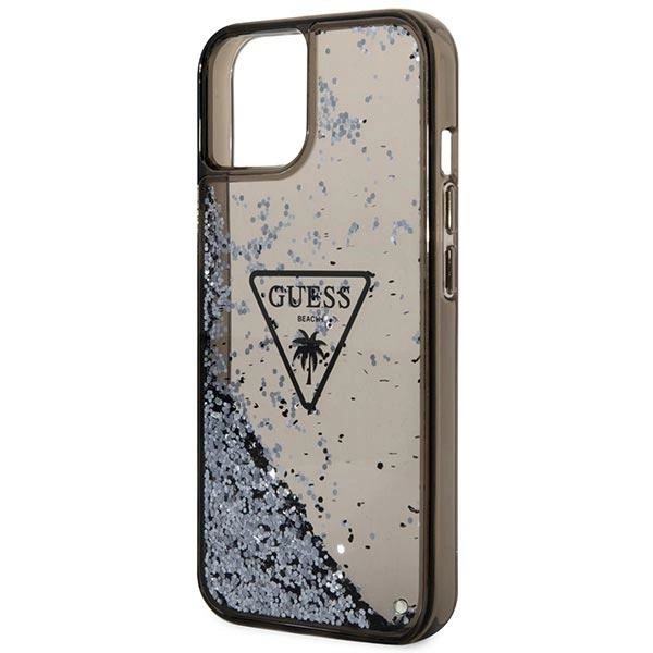 Etui Guess Liquid Glitter Palm Collection na iPhone 14 - czarne