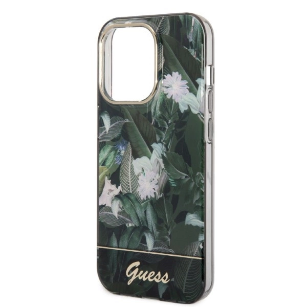 Etui Guess Jungle Collection na iPhone 14 Pro Max - zielone