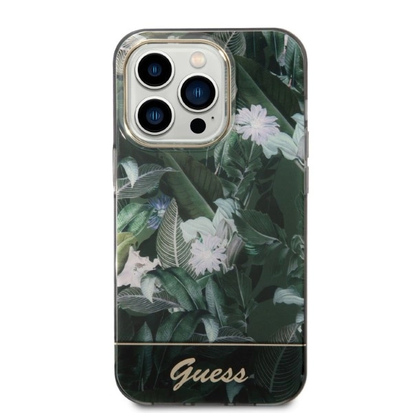 Etui Guess Jungle Collection na iPhone 14 Pro Max - zielone