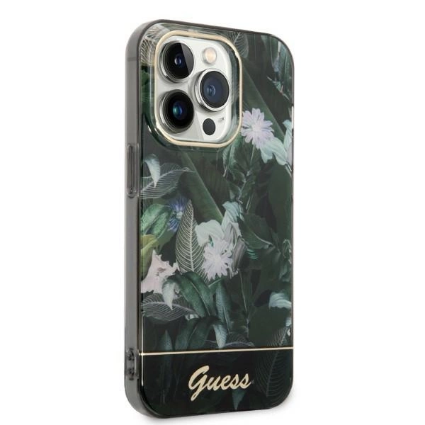 Etui Guess Jungle Collection na iPhone 14 Pro Max - zielone