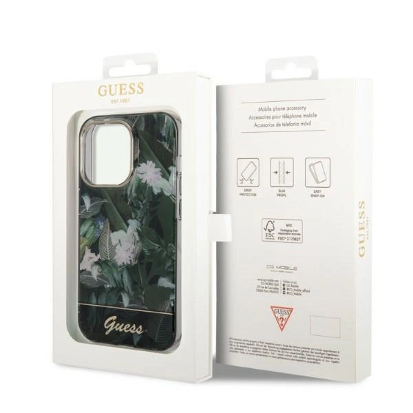 Etui Guess Jungle Collection na iPhone 14 Pro Max - zielone