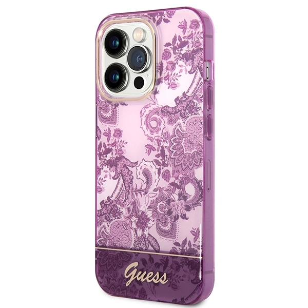Etui Guess Porcelain Collection na iPhone 14 Pro Max - fuksjowe