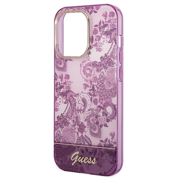 Etui Guess Porcelain Collection na iPhone 14 Pro Max - fuksjowe
