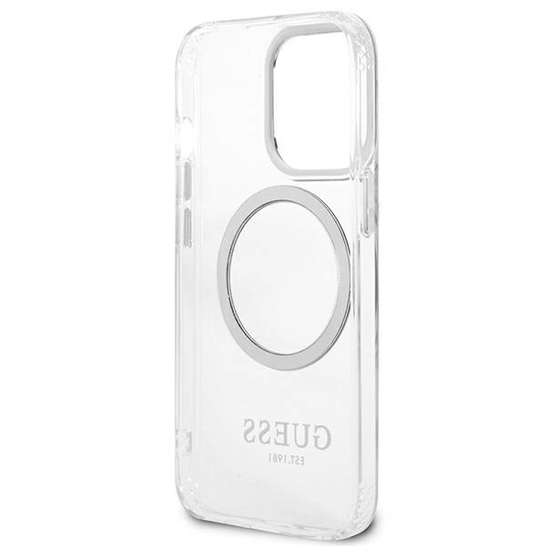 Etui Guess Metal Outline MagSafe na iPhone 13 Pro / iPhone 13 - srebrne