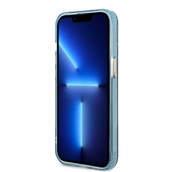 Etui Guess Gold Outline Translucent MagSafe na iPhone 13 - niebieskie