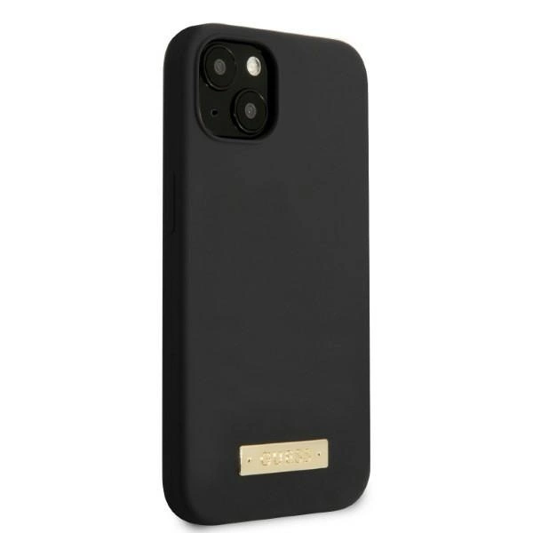 Etui Guess Silicone Logo Plate MagSafe na iPhone 13 - czarne