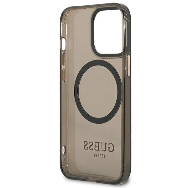 Etui Guess Gold Outline Translucent MagSafe na iPhone 13 Pro Max - czarne