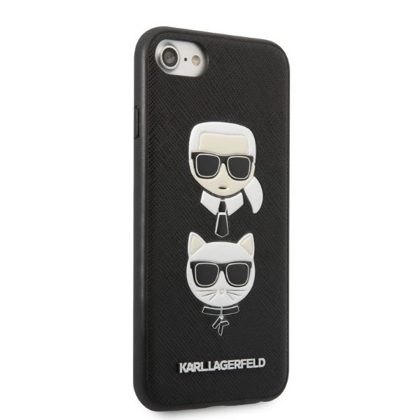 Etui Karl Lagerfeld Saffiano Karl&Choupette Head na iPhone 7 / 8 / SE 2020 / SE 2022 - czarne