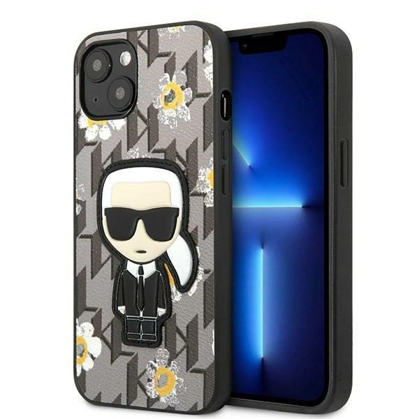 Etui Karl Lagerfeld Flower Ikonik Karl na iPhone 13 mini - szare